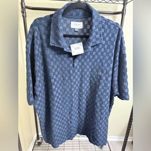 American Eagle Outfitters Textured Blue Polo Shirt